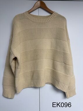 Grey Bandit Cream Textured Oversized Wool Blend Knit Sweater M
